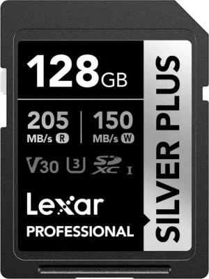Карта памяти Lexar Pro SILVER PLUS (SDXC) 128 Gb class 10 UHS-I 255/180 mb/s LSDSIPL128G-BNNNG