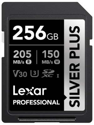 Карта памяти Lexar Pro SILVER PLUS (SDXC) 256 Gb class 10 UHS-I 255/180 mb/s LSDSIPL256G-BNNNG