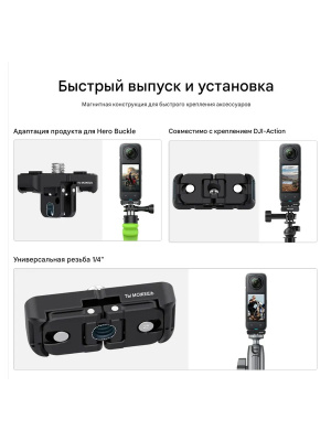Крепление магнитный адаптер TELESIN для Insta360 X4/X5 S7-JBK-05
