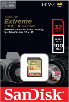 Память SanDisk EXTREME UHS-I (SDHC) 32 Gb class 10 100mb/s