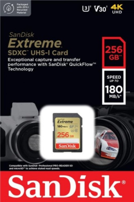 Карта памяти SanDisk EXTREME UHS-I (SDXC) 256 Gb class 10 180mb/s
