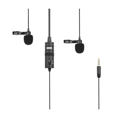 Микрофон BOYA BY-M1DM двойной петличный микрофон со стерео разъемом для смартфонов, DS