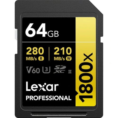 Карта памяти Lexar Pro 1800x (SDXC) 64 Gb class 10 UHS-II 280/210 mb/s LSD1800064G-BNNNG