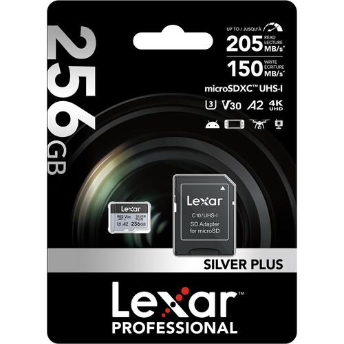 Память Lexar (microSDXC) 256Gb UHS-I U3 V30 SILVER PLUS 205/150 mb/s