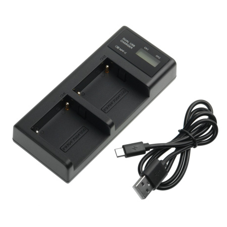 Зарядное устройство Sony NP-F960\750\550 на 2 аккумулятора DualCharger LCD GreenBean