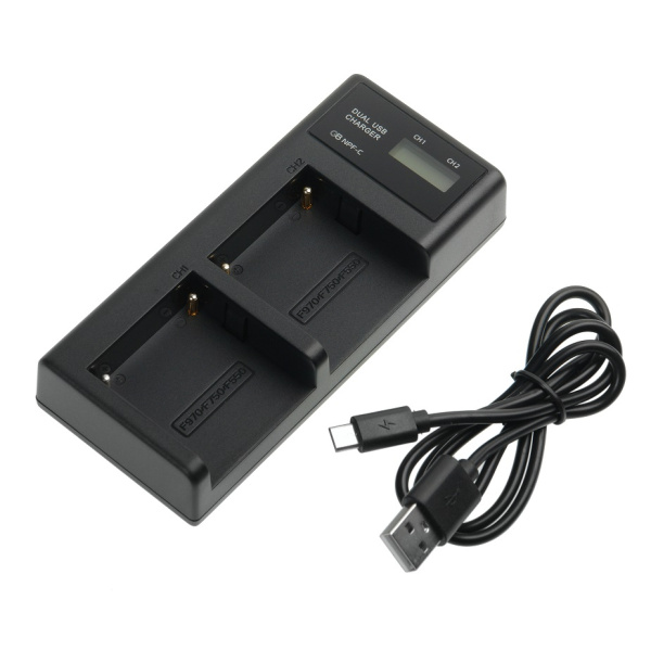 Зарядное устройство Sony NP-F960\750\550 на 2 аккумулятора DualCharger LCD GreenBean