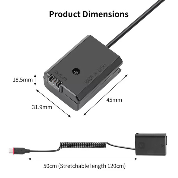 Адаптер питания Kingma NP-FW50 Type-C (каплер)