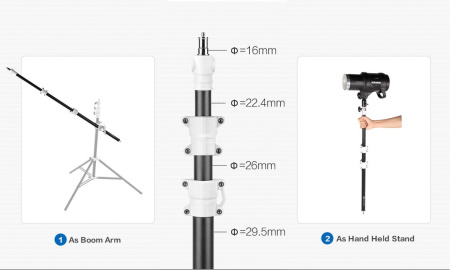 Штанга HPUSN SS1203F телескопическая трехсекционная 54.5-120см