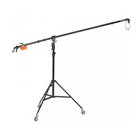 Стойка Manfrotto 025B 1 секция / 200 см / 5 кг с колесами стальная хромированная "журавль"