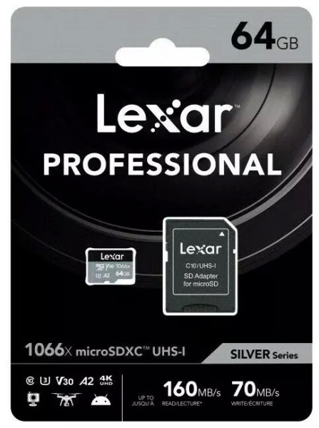 Память Lexar (microSDXC) 64Gb UHS-I U3 V30 1066x 160 mb/s