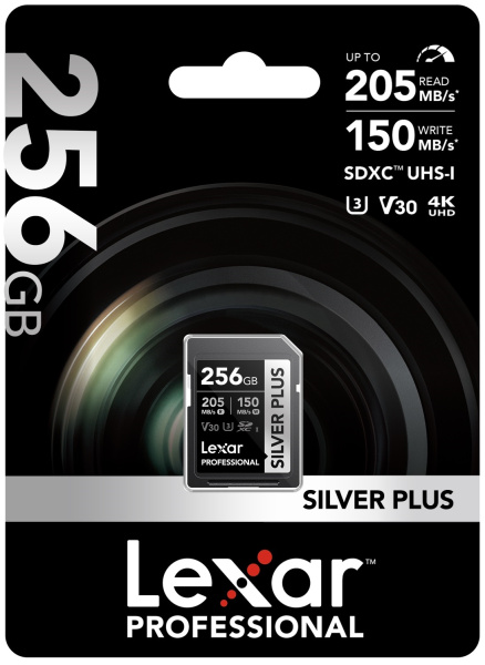 Память Lexar Pro SILVER PLUS (SDXC) 256 Gb class 10 UHS-I 205/150 mb/s LSDSIPL256G-BNNNG