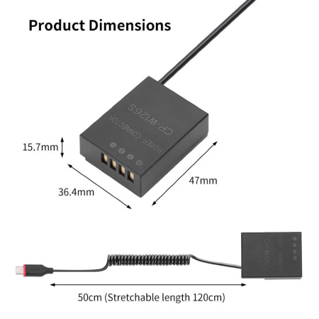 Адаптер питания Kingma NP-W126S Type-C (каплер)