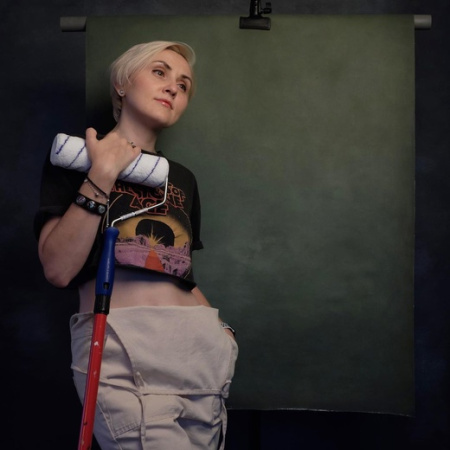 Фон на холсте, ручной работы SM.TEXTURE 2*2,2м. Oliva Dream