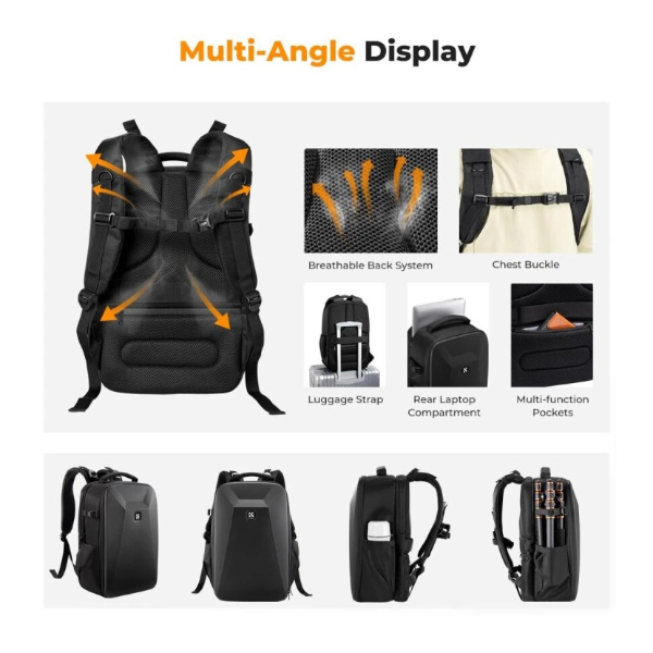 Рюкзак KF Concept HardShell 22L Black KF13.134