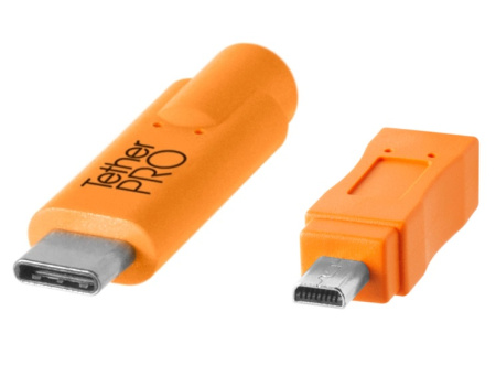 Кабель Tether Tools TetherPro USB-C to USB 2.0 Mini-B 8-Pin 4.6m Orange [CUC2615-ORG]