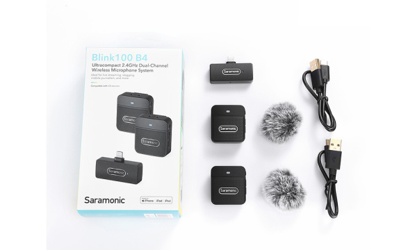 Беспроводная микрофонная система Saramonic Blink100 B4(2TX+RXDI) приемник Lightning + 2 передатчика