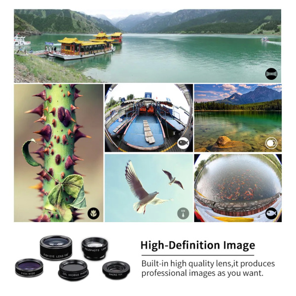 Комплект объективов Apexel 5-in-1 APL-DG5H для смартфона