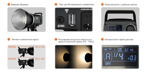 Осветитель импульсный Godox MS200