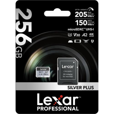 Память Lexar (microSDXC) 256Gb UHS-I U3 V30 SILVER PLUS 205/150 mb/s LMSSIPL256G-BNANG